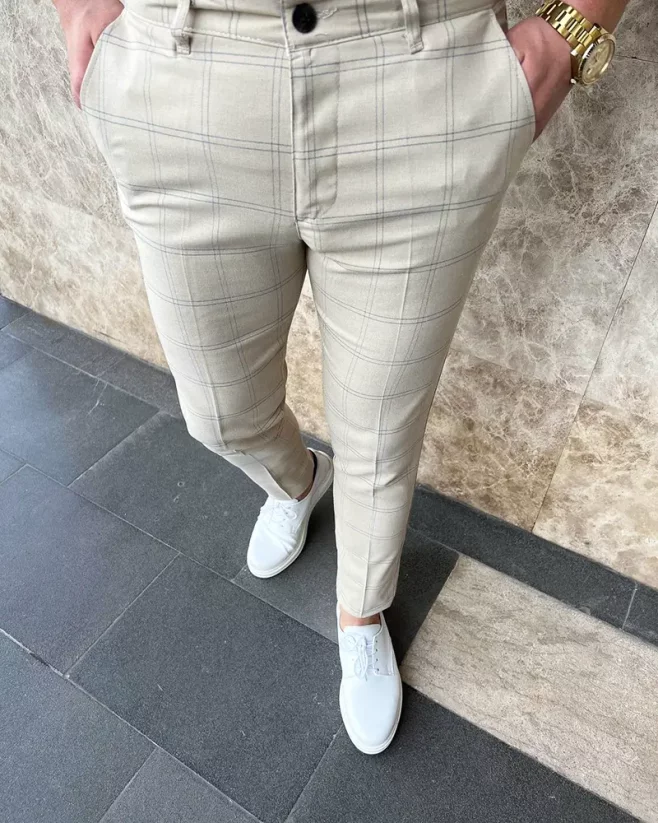 Elegantné pánske nohavice béžové DJP66
