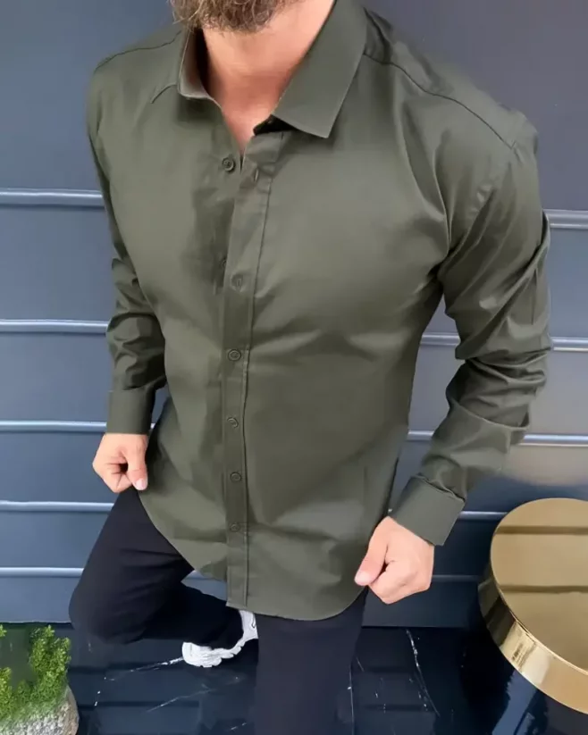 Elegantná pánska košeľa khaki LAGOS True