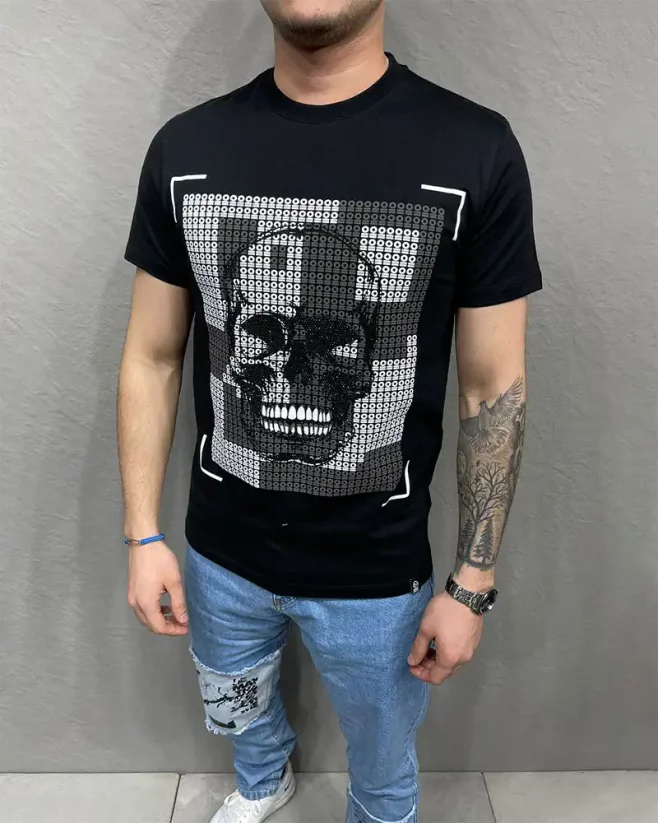 Černé pánské triko 2Y Premium Skull - Velikost: M
