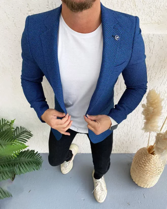 Elegant men's jacket HQ060 blue