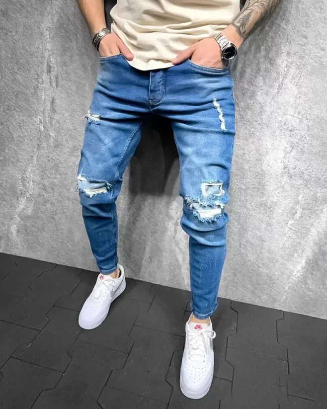 Roztrhané modré pánské džíny 2Y Premium Panic