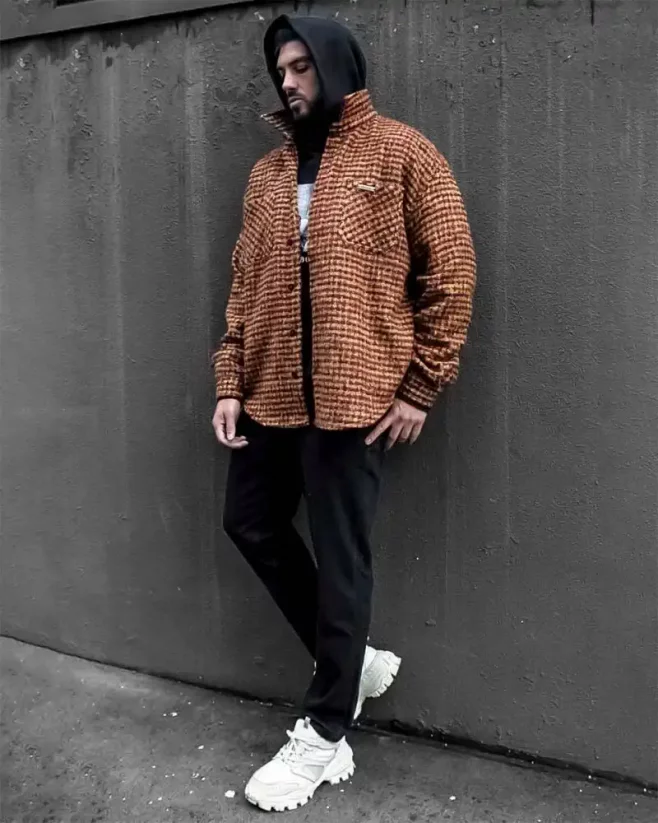 Stylish men's flannel jacket Black Island