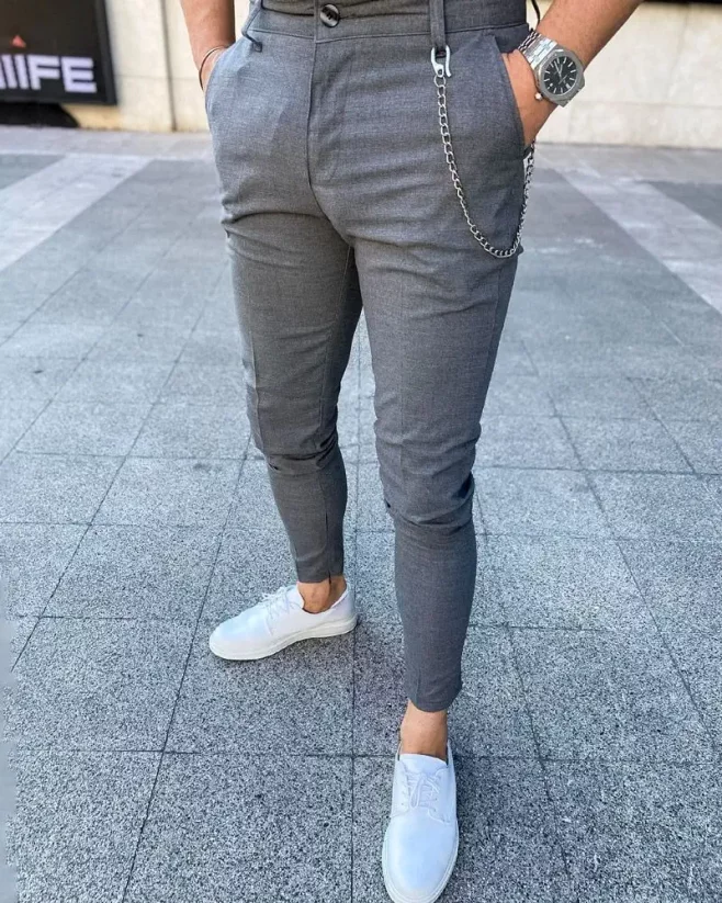 Men's elegant SKINNY pants gray DJP27