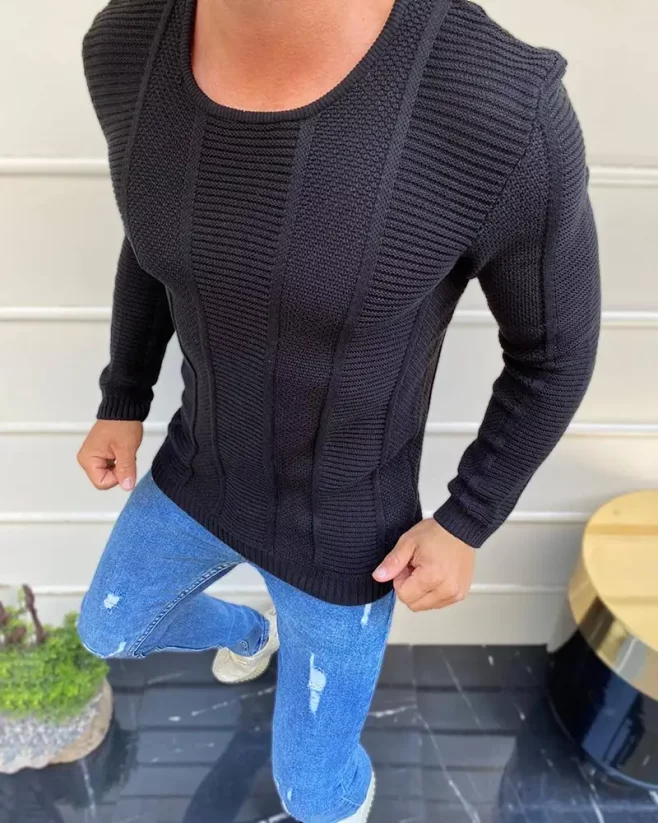 Black men's patterned sweater LAGOS Name - Size: XL
