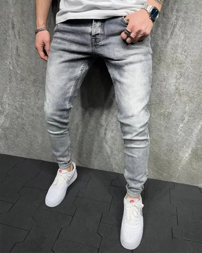 Světlo-šedé pánské džíny 2Y Premium Hacker - Velikost: 31