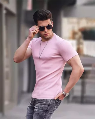 Pink men's t-shirt MX Simple
